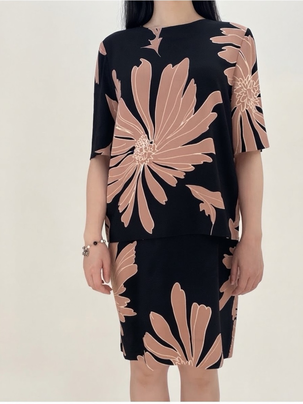 Essentiel Antwerp Sz S (36) Black Floral Tiered Tropical Short Dress